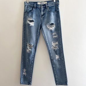 Brandy Melville Distressed Ripped Denim Jeans, 100% Cotton, Size 24